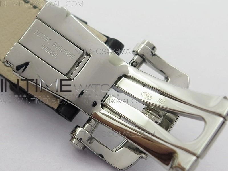 NAUTILUS 5726 SS GRF 1:1 BEST EDITION WHITE DIAL WORKING ANNUAL CALENDARON BLACK LEATHER STARP A.324 V2